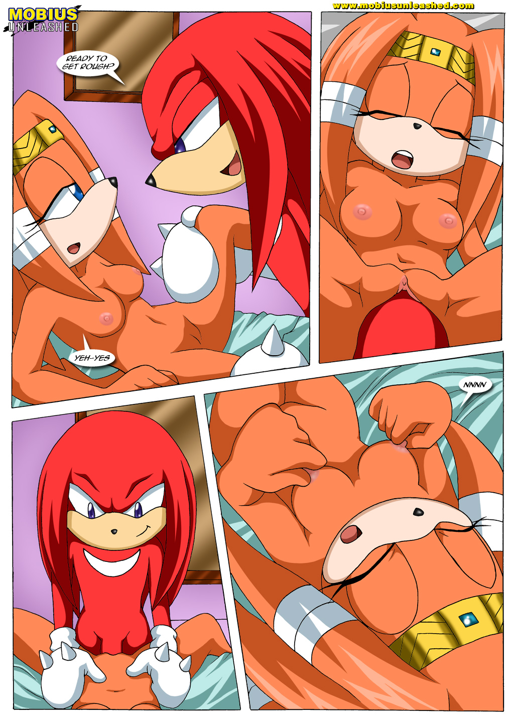 anthro bbmbbf breasts butt comic echidna female furry knuckles_the_echidna lying male mobius_unleashed nipple_pinch palcomix penetration penis pussy saturday_night_fun_3.5 sega sex sonic sonic_(series) sonic_the_hedgehog_(series) tikal_the_echidna vaginal