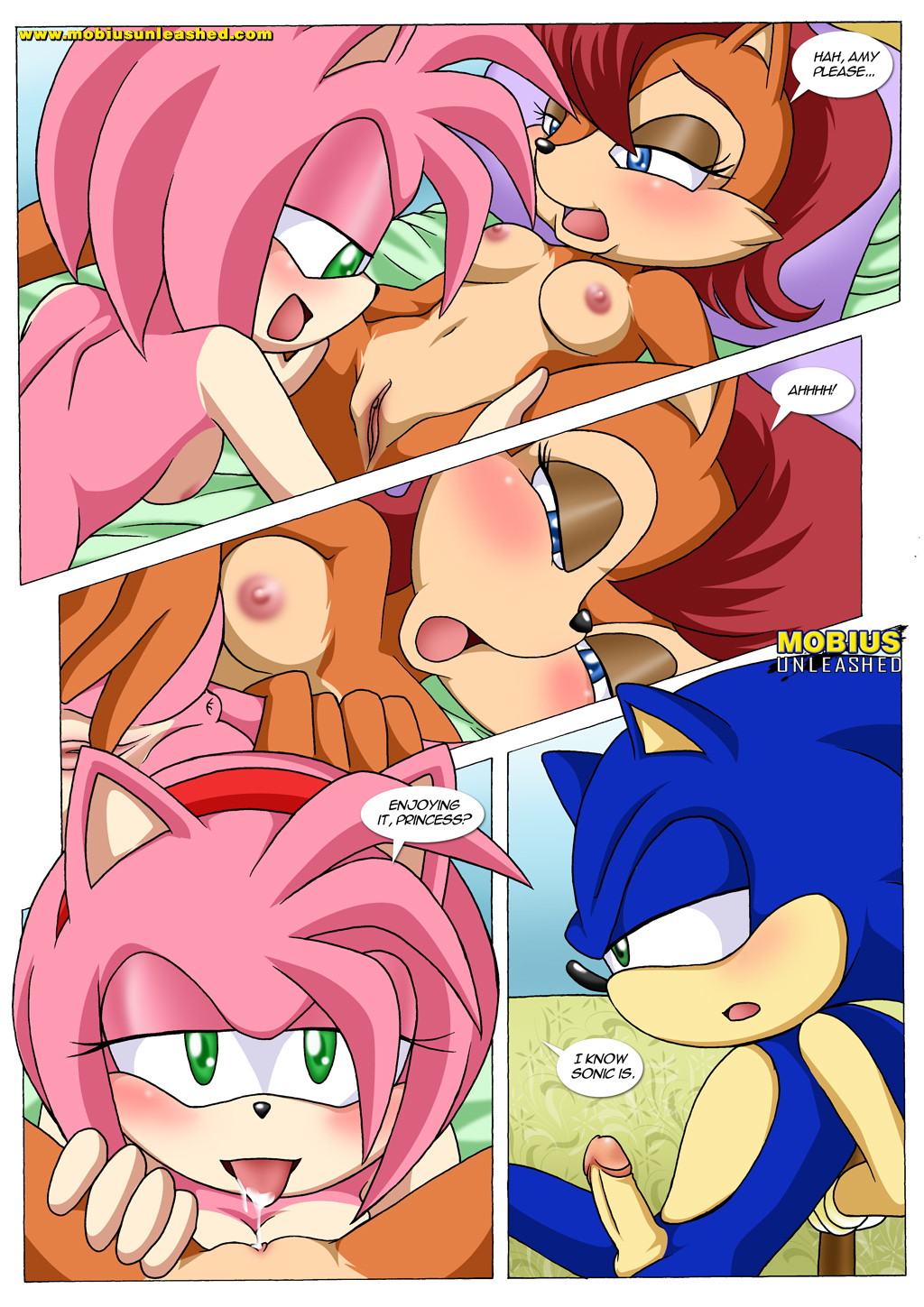 amy_rose anus bbmbbf bdsm bondage bound breasts chipmunk comic cunnilingus erection female hedgehog male mobius_unleashed oral oral_sex palcomix penis pussy pussy_juice pussylicking sally_acorn saturday_night_fun sega sex sonic_(series) sonic_the_hedgehog sonic_the_hedgehog_(series) text tongue tongue_out vaginal voyeur yuri