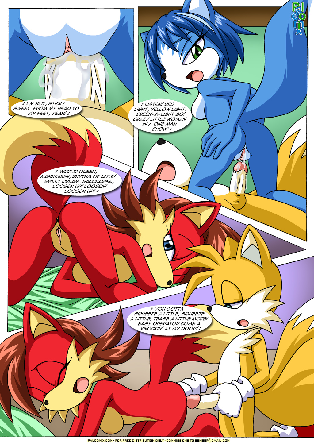 all_fours anus archie_comics ass ass_up bbmbbf female fiona_fox foxxxes krystal li_moon male miles_"tails"_prower mobius_unleashed nintendo palcomix penis pussy sega sonic_(series) sonic_the_hedgehog_(series) star_fox text