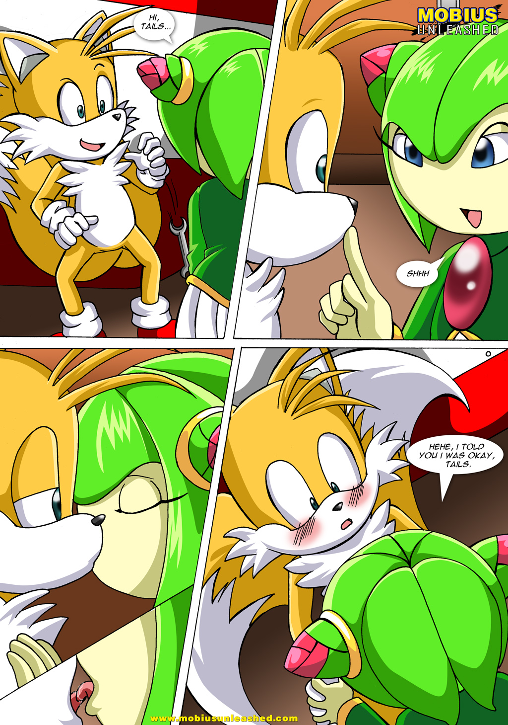 anthro bbmbbf blush canine comic cosmo_the_seedrian female fox furry hetero kissing love_blooms male miles_"tails"_prower mobius_unleashed multiple_tails palcomix plane sega sonic_(series) sonic_team sonic_the_hedgehog_(series) sonic_x tail tongue