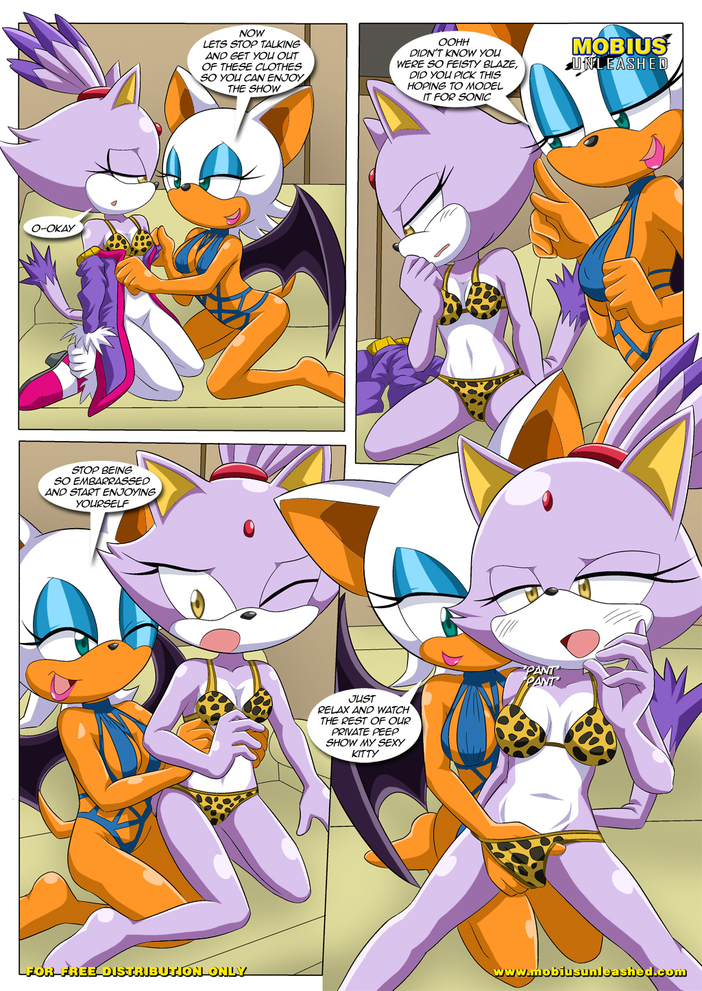 alluring anthro bbmbbf blaze_the_cat blush clothing comic dialogue female female/female female_only fondling love mobius_unleashed palcomix rouge_the_bat sega sonic_(series) sonic_the_hedgehog_(series) text the_heat_of_passion undressing yuri