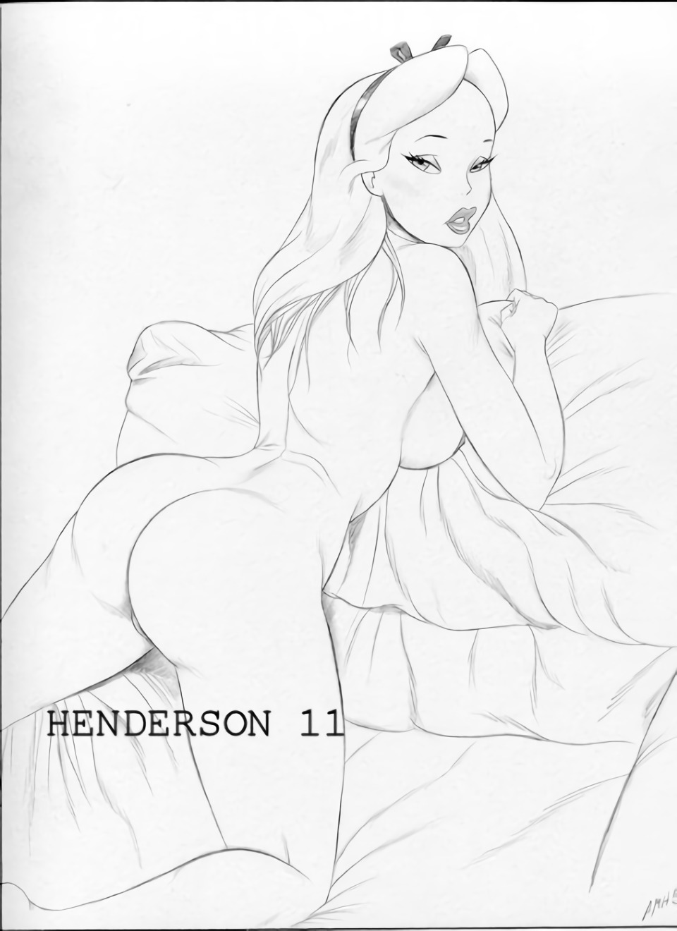 alice alice_(disney) alice_in_wonderland alluring ass bed completely_nude henderson hot nude on_bed presenting seductive sexy