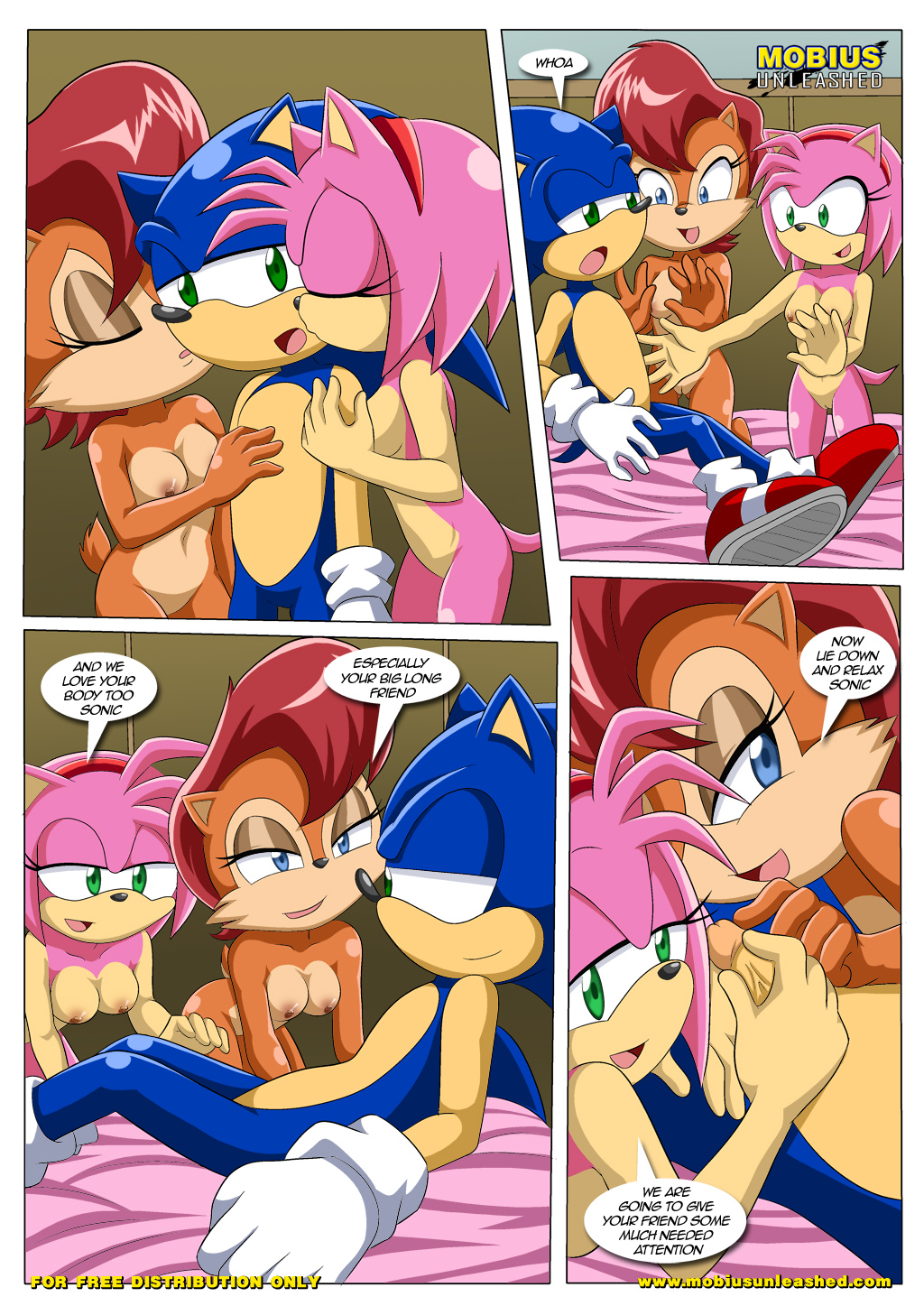 amy_rose anthro archie_comics bbmbbf breasts comic dialog fondling group hedgehog kissing mobius_unleashed nude palcomix penis sally_acorn sega sonic_(series) sonic_the_hedgehog sonic_the_hedgehog_(series) text the_heat_of_passion threesome