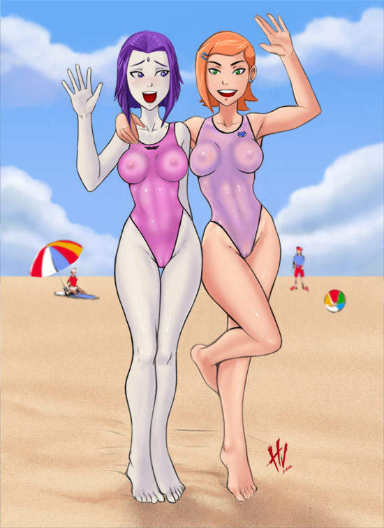 2girls :d age_difference beach ben_10 breasts cameltoe cartoon_network child crossover dc_comics erect_nipples female grey_skin gwen_tennyson hvond little_girl loli multiple_girls older_female_and_little_girl older_female_and_younger_girl one-piece_swimsuit purple_hair raven_(dc) see-through short_hair swimsuit teen_titans young young_adult young_adult_and_little_girl young_adult_and_young_girl young_adult_female young_adult_woman young_female young_girl younger younger_female