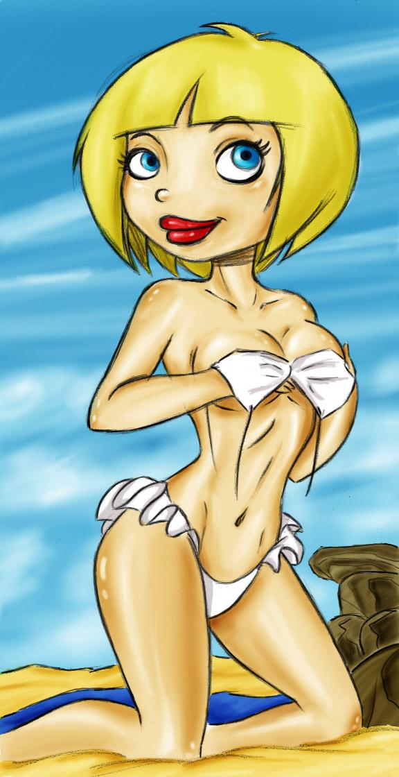 aged_up artist_request beach bikini blonde_hair ed,_edd,_'n'_eddy nazz undressing