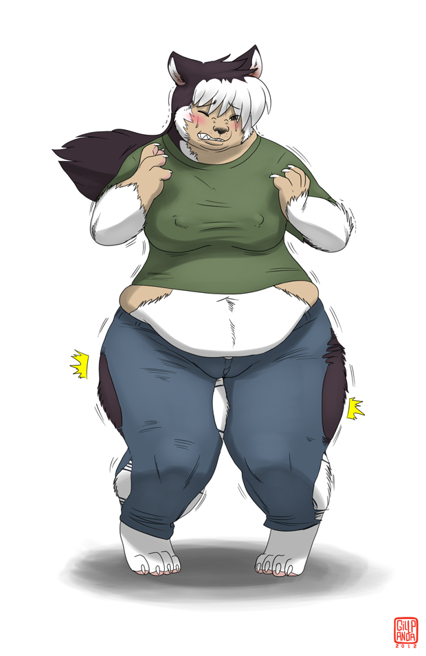 ass big_ass big_breasts breasts canine chubby color dog female gillpanda growth hat headgear intersex overweight solo transformation weight_gain