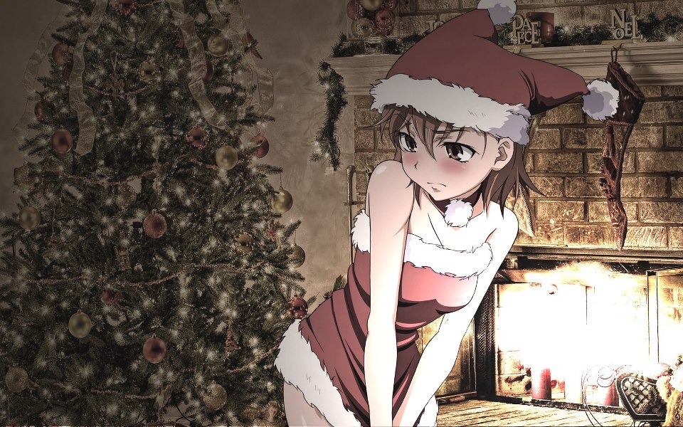 christmas female misaka_mikoto santa_costume to_aru_kagaku_no_railgun to_aru_majutsu_no_index