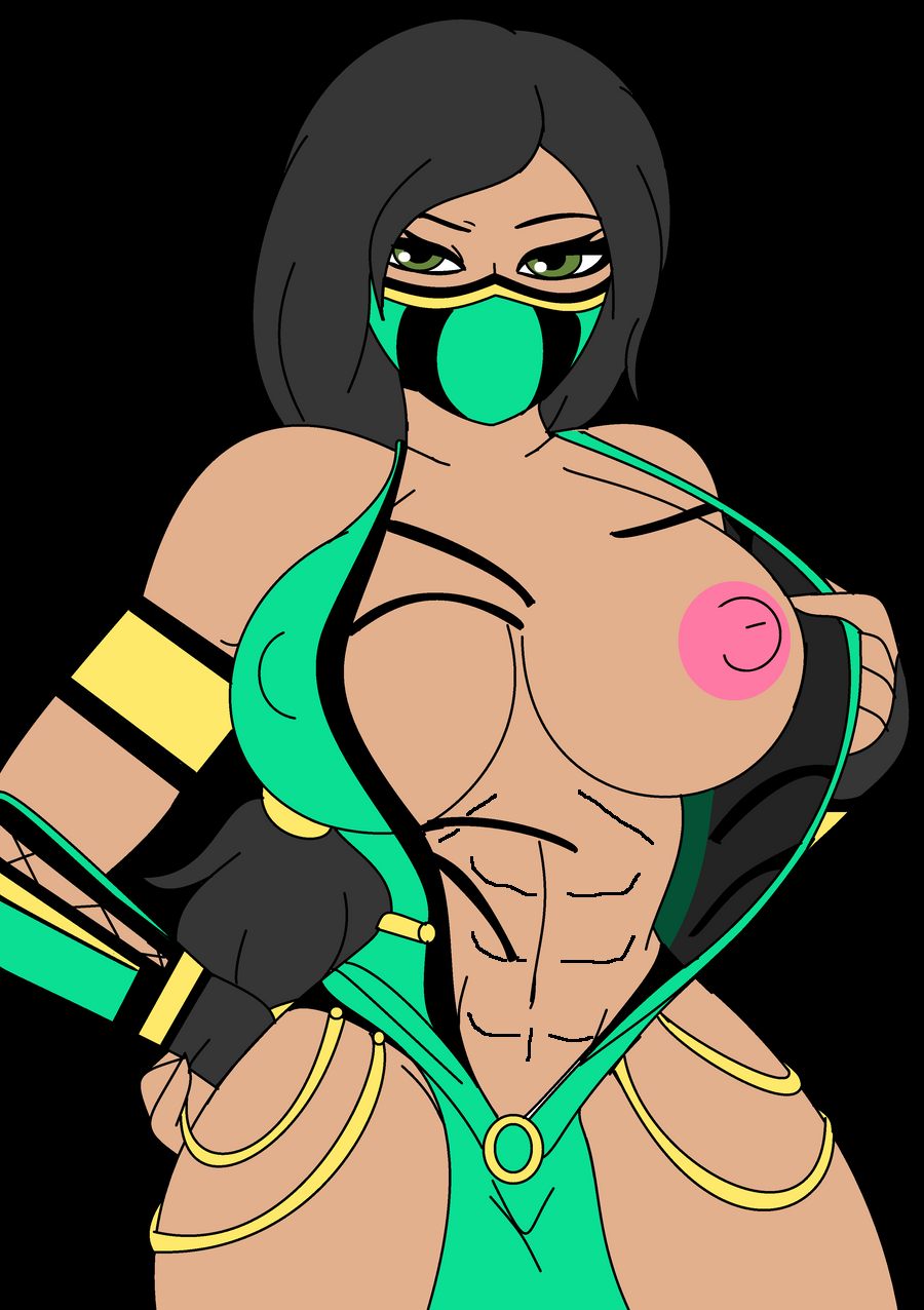 1girl alluring areola assassin athletic_female big_breasts black_hair breasts cbear624 cleavage clothed clothes clothing commission dark-skinned_female dark_skin edenian fanart female_abs fit_female green_eyes jade_(mortal_kombat) kunoichi mask masked midway_games mortal_kombat mortal_kombat_(2011) ninja nipples outfit undressing waist wide_hips