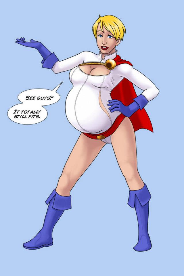 1girl breasts cleavage female large_breasts power_girl pregnant solo tight_clothes torn_clothes