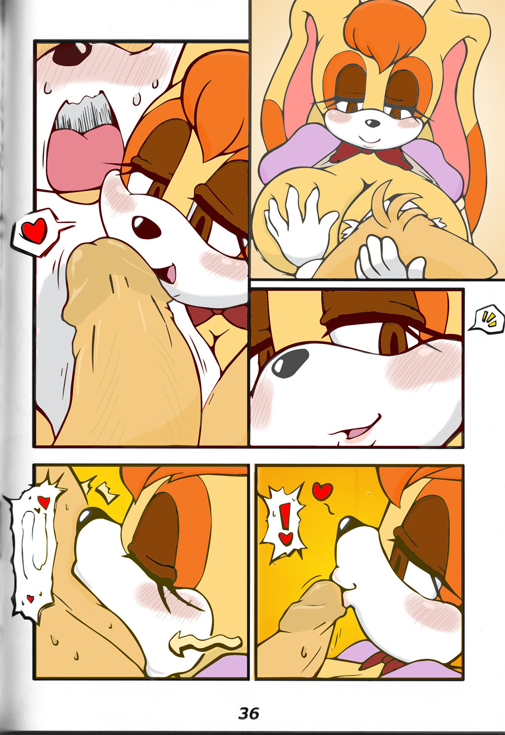 anthro big_breasts blush breast_fondling breasts brown_eyes canine cleavage comic erection fellatio female fondling fox furry hair heart huge_breasts lagomorph male michiyoshi miles_"tails"_prower nude oral oral_sex penis rabbit sega sex smile sonic_(series) vanilla_the_rabbit