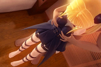 3d animated animated_gif blonde_hair breasts game_cg gif konjiki_no_yami lowres mm-star small_breasts to_love-ru