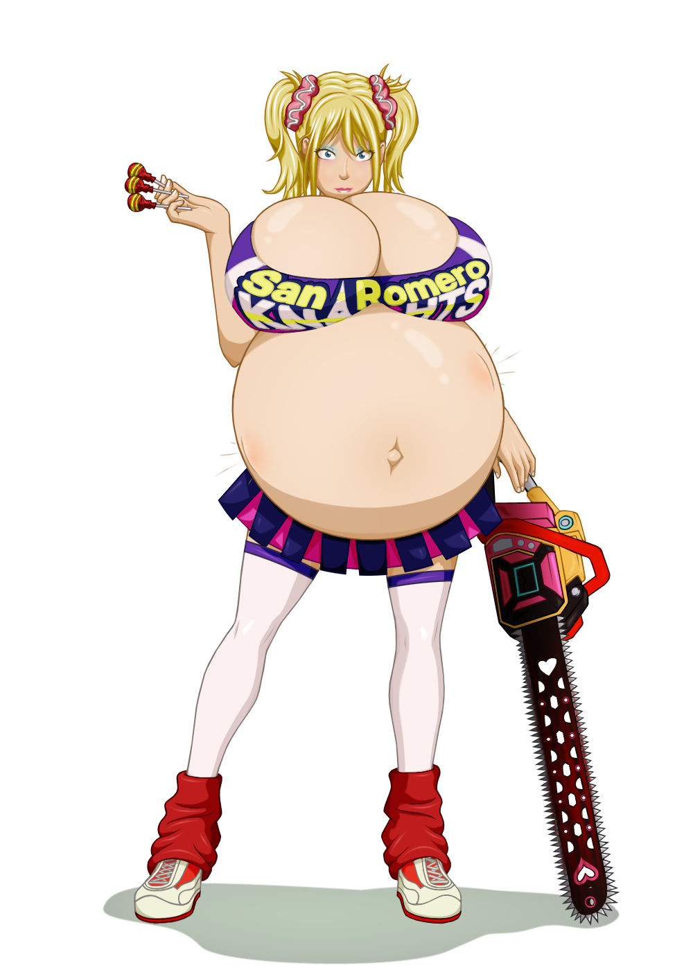 big_breasts breasts chainsaw cheerleader juliet_starling lollipop_chainsaw mr-jolted pregnant weapon