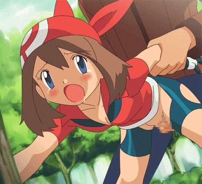 1boy 1girl animated arm_grab bandanna bike_shorts blue_eyes breath brown_hair censored creatures_(company) doggy_position father_&amp;_daughter game_freak gif haruka_(pokemon) humans_of_pokemon loop lowres may_(pokemon) moaning nintendo no_panties outside pokemon pokemon_(anime) pokemon_diamond_pearl_&amp;_platinum pokemon_dppt questionable_consent saliva sex short_hair tears torn_clothes torn_shorts vaginal