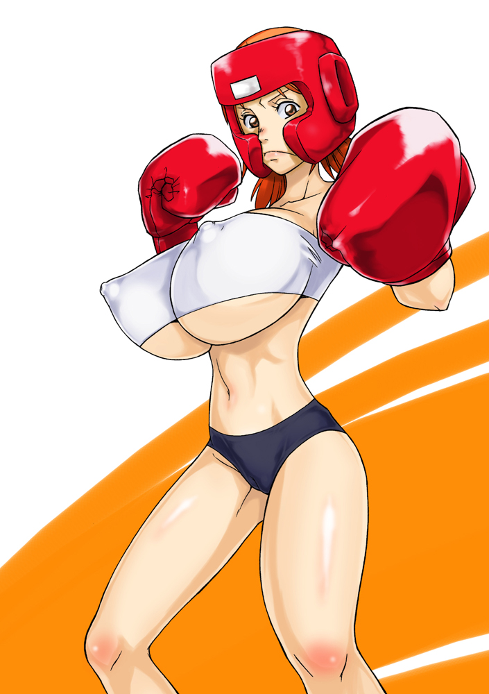 boxer boxing_gloves breasts cameltoe character_request erect_nipples female frown huge_breasts nami nipples one_piece puffy_nipples short_hair sunahara_wataru