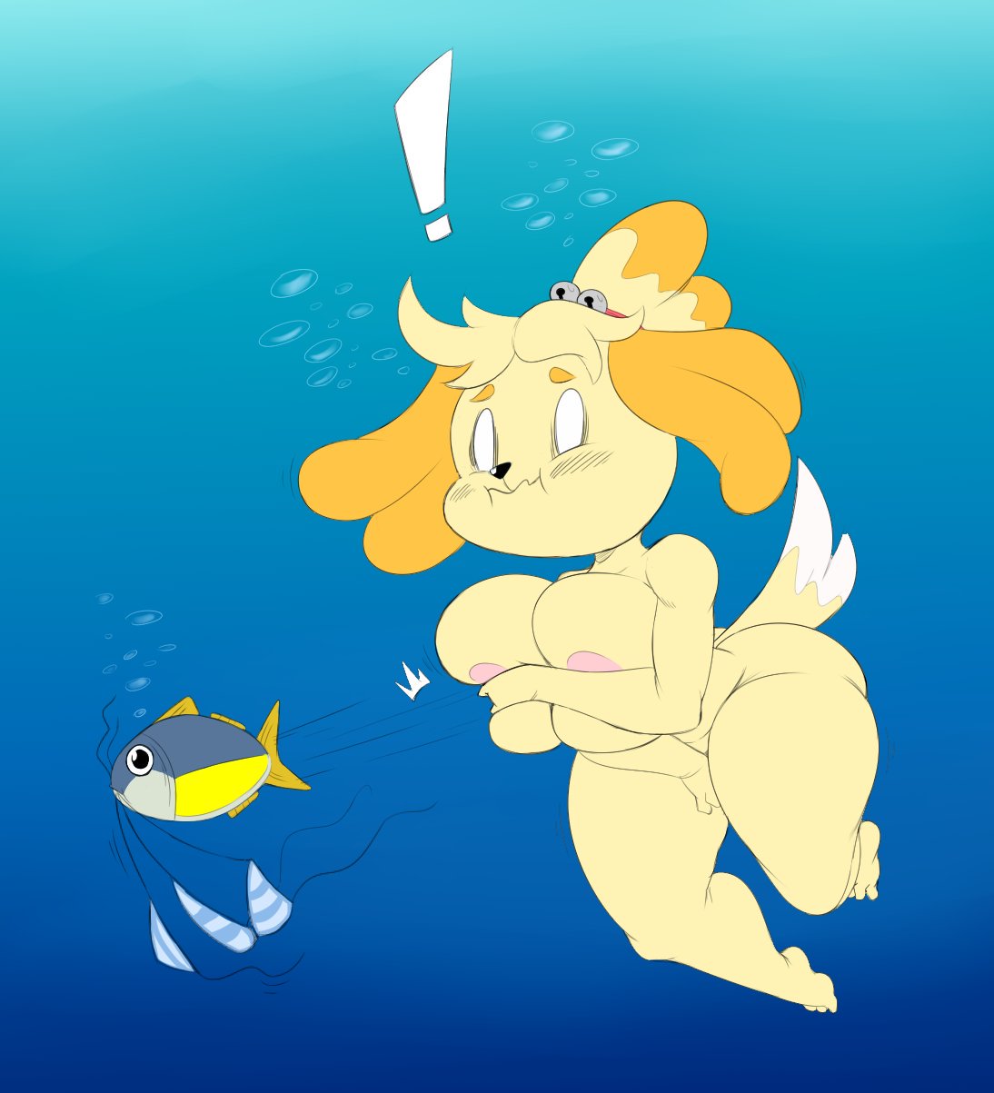 1girl 1girl air_bubbles animal_crossing anthro areola assisted_exposure barefoot bikini breasts canid canine canis cleavage covering covering_breasts covering_self curvy dog domestic_dog embarrassed_nude_female enf erect_nipples female_only femsub feral fish freediving furry high_res holding_breath huge_ass huge_breasts isabelle_(animal_crossing) mammal marine nintendo nipples nude puffed_cheeks purple_yoshi_draws sea shortstack skinny_dipping stolen_clothes swimming swimsuit thick_thighs underwater wardrobe_malfunction water wide_hips