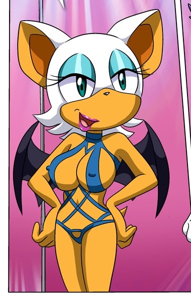 1girl anthro bbmbbf breasts cleavage erect_nipples female large_breasts lingerie mobius_unleashed palcomix rouge's_toys rouge_the_bat sega solo sonic_(series) sonic_the_hedgehog_(series)