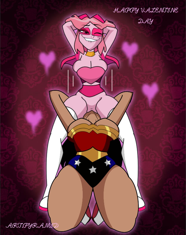 assjob between_legs bouncing_breasts crossed_arms crossover dc_comics diana_prince domination forced_yuri hypnosis justice_league mind_control miss_heed_(villainous) pink_skin pussy_juice pyramid_(artist) sitting_on_person valentine's_day villainous wonder_woman yuri