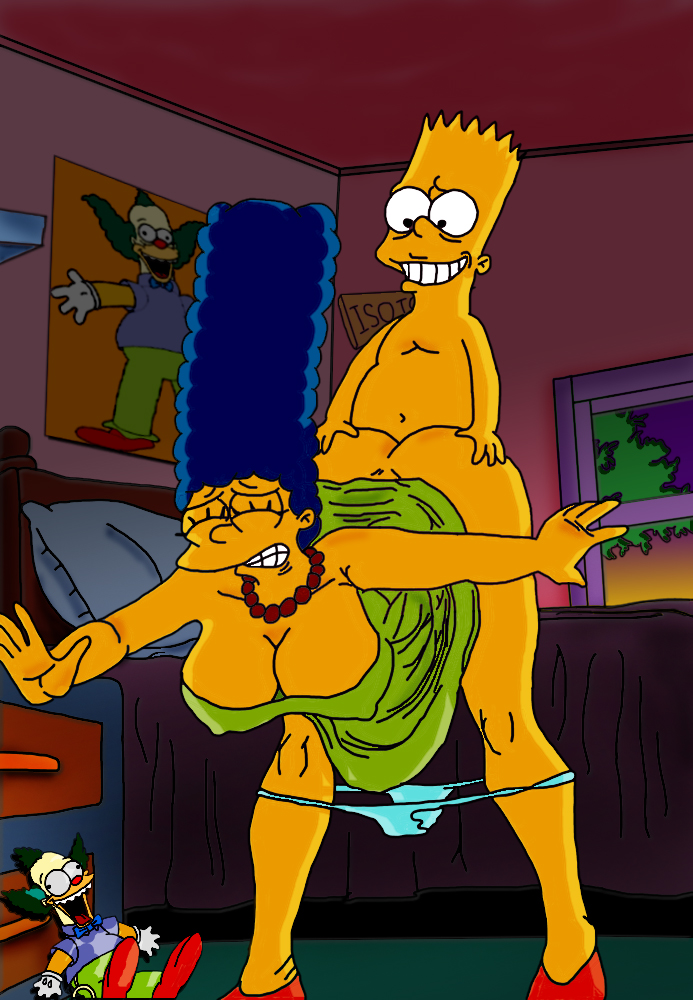bart_simpson breasts cleavage doggy_position gundam888 incest krusty_the_clown marge_simpson mother_&amp;_son mother_and_son the_simpsons yellow_skin