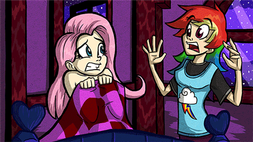 animated animated_gif bed blanket blush breast_envy breasts covering covering_breasts embarrassing female fluttershy friendship_is_magic funny gif giyganmage humanized large_breasts long_hair multiple_girls my_little_pony my_little_pony_friendship_is_magic nipples nude parody pink_hair rainbow_dash rainbow_hair self_hug short_hair shy small_breasts under_covers