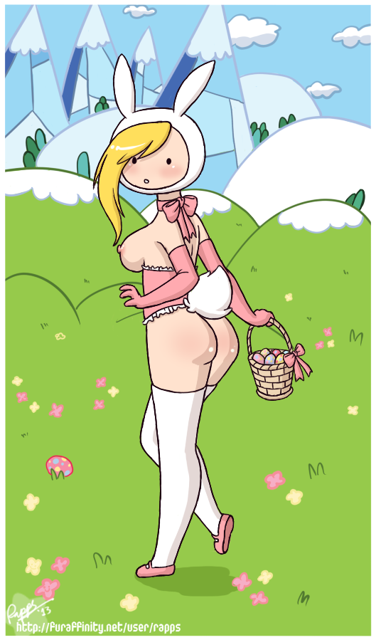 adventure_time ass blonde_hair breasts erect_nipples fionna_the_human looking_back nipples rapps
