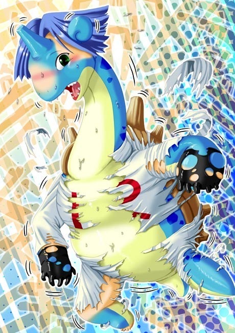 blue_hair edmol green_eyes james kojirou_(pokemon) lapras open_mouth pokemon team_rocket transformation what