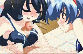 1boy 2girls :&gt;= :d :o ;o age_difference angry animated animated_gif anime armpits assertive bangs bent_over black_hair blue_hair blush bounce bouncing_breasts bow breast_hold breast_press breast_rest breasts brown_eyes censored cleavage closed_eyes clothed_female_nude_male clothed_sex cum cum_on_clothes cumshot dutch_angle ejaculation erogos facial fellatio game_cg gif girl_on_top group_sex gym_storeroom hair hair_bow hairband hand_on_another's_stomach happy_sex hentai hetero hiiragi_mako indoors jealous jiggle large_breasts long_hair lowres lying mahotama mahotama:_sukumizu_hen maki_daikichi mako_(mahotama) mat may_(mahotama) mei_(mahotama) mosaic_censoring multiple_girls nude on_back one-piece_swimsuit one_eye_closed open_mouth oral orange_eyes paizuri paizuri_over_clothes paizuri_under_clothes penis pov red_eyes ribbon school_swimsuit sex shiny shiny_clothes shiny_hair short_hair smile spread_legs surprised swimsuit taut_clothes teamwork threesome too_fast upper_body vaulting_horse very_long_hair wince wink