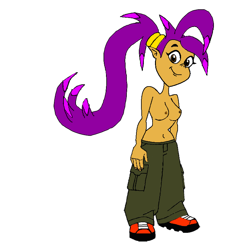 1girl female_only no_shirt original_character shantae shantae_(series) solo_female topless topless_female transparent_background