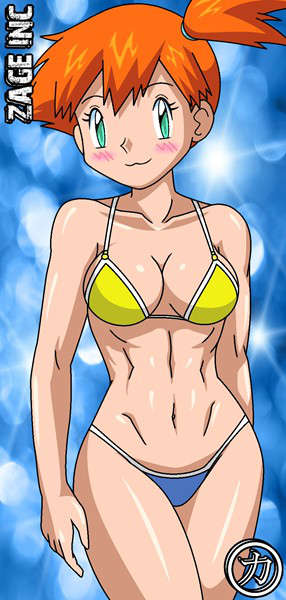 alluring bikini deviantart female_abs kageta kasumi_(pokemon) lake_art misty pokemon zage_inc