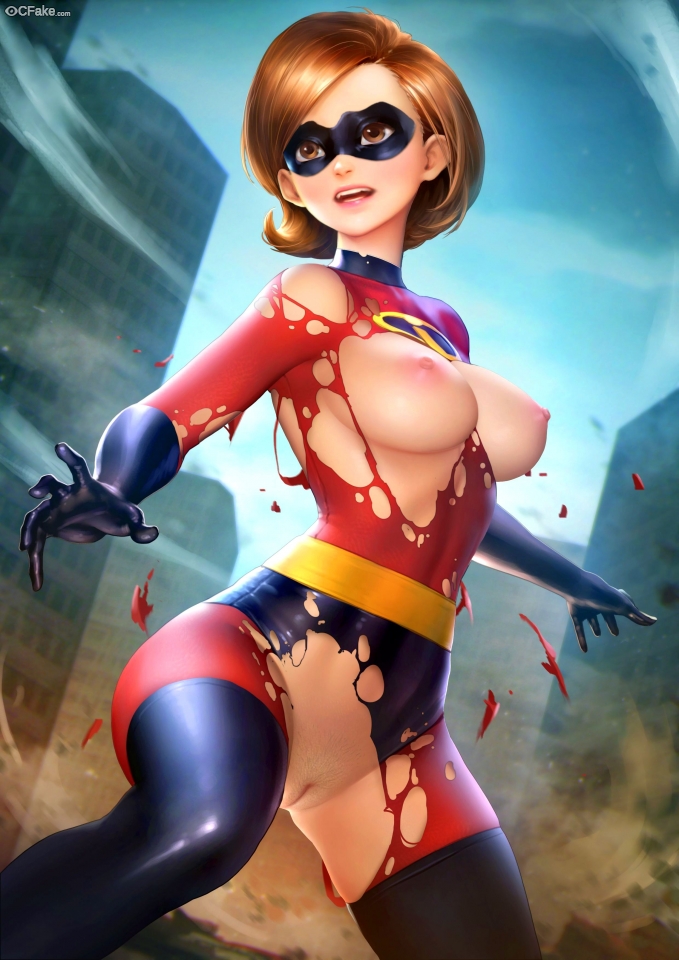 ass big_breasts disney elastigirl helen_parr mask pussy the_incredibles thighhighs torn_clothes