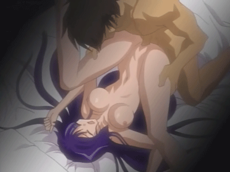 1boy 1girl animated animated_gif bounce bouncing_breasts breasts gif insertion kao_no_nai_tsuki legs_up lowres lying mating_press navel nipples nude on_back penetration penis purple_hair pussy sex uncensored vaginal