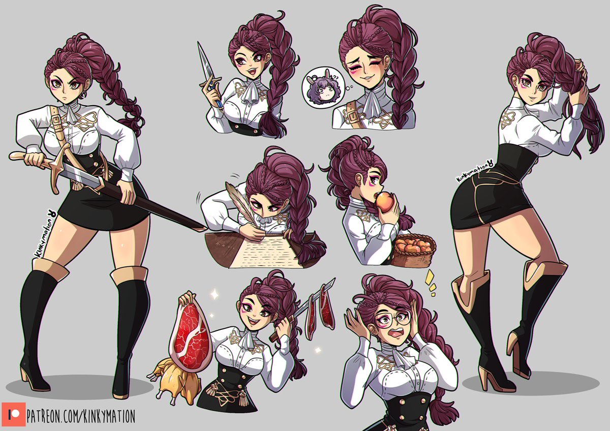 1girl 1girl 1girl ? apple artist_name artist_signature bernadetta_von_varley big_breasts blush blush boots braid brown_hair bunny_ears clothed_female eyebrows_visible_through_hair female_focus female_only fire_emblem fire_emblem:_three_houses glasses hair_braid high_heel_boots kemonomimi kinkymation long_hair nintendo petra_macneary purple_hair signature simple_background solo_female solo_focus sword tagme thought_bubble url video_game_character video_game_franchise writing yellow_eyes