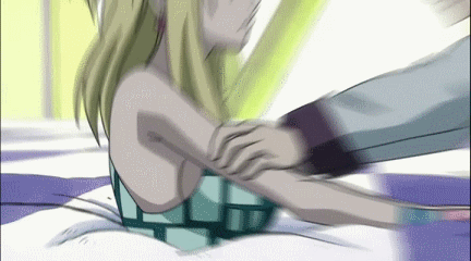 1girl animated animated_gif areola areola_slip bare_shoulders big_breasts blonde_hair blush breasts brown_eyes center_opening cleavage fairy_tail feet gif gray_fullbuster huge_breasts large_breasts long_hair lowres lucy_heartfilia nipple_slip nipples no_bra rudo smile solo subtitled tattoo tears unzipped wristband zipper
