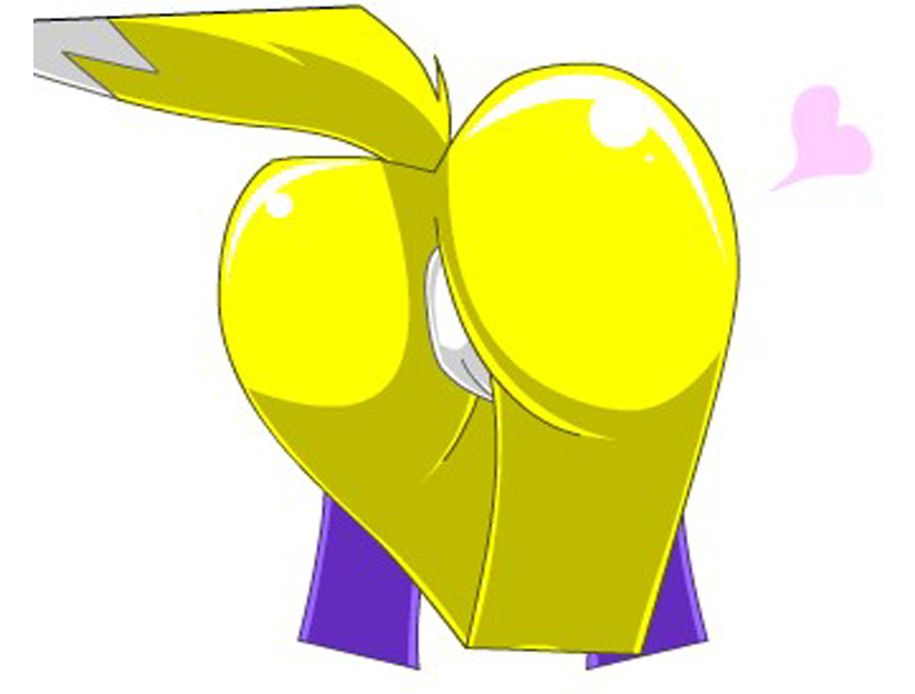 1_anthro 1_female 1_female_anthro 1girl anthro anthro_canine anthro_fox anthro_vixen arm_warmers ass bent_over butt_shot canine close-up detached_sleeves digimon female female_anthro female_anthro_fox female_renamon fox fur furry heart labia nude pussy raised_tail renamon solo standing tail toei_animation vixen white_fur yellow_fur