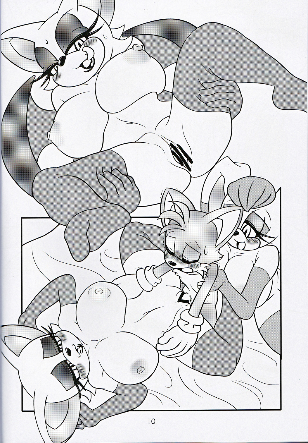 2013 bat bed big_breasts blush breasts butt canine canned_furry_2 censored comic cute erection fox furry grab group huge_breasts lagomorph licking michiyoshi miles_"tails"_prower monochrome nipples nude open_mouth penetration penis pussy rabbit rouge_the_bat sega sonic_(series) sonic_the_hedgehog_(series) stockings threesome tongue vanilla_the_rabbit