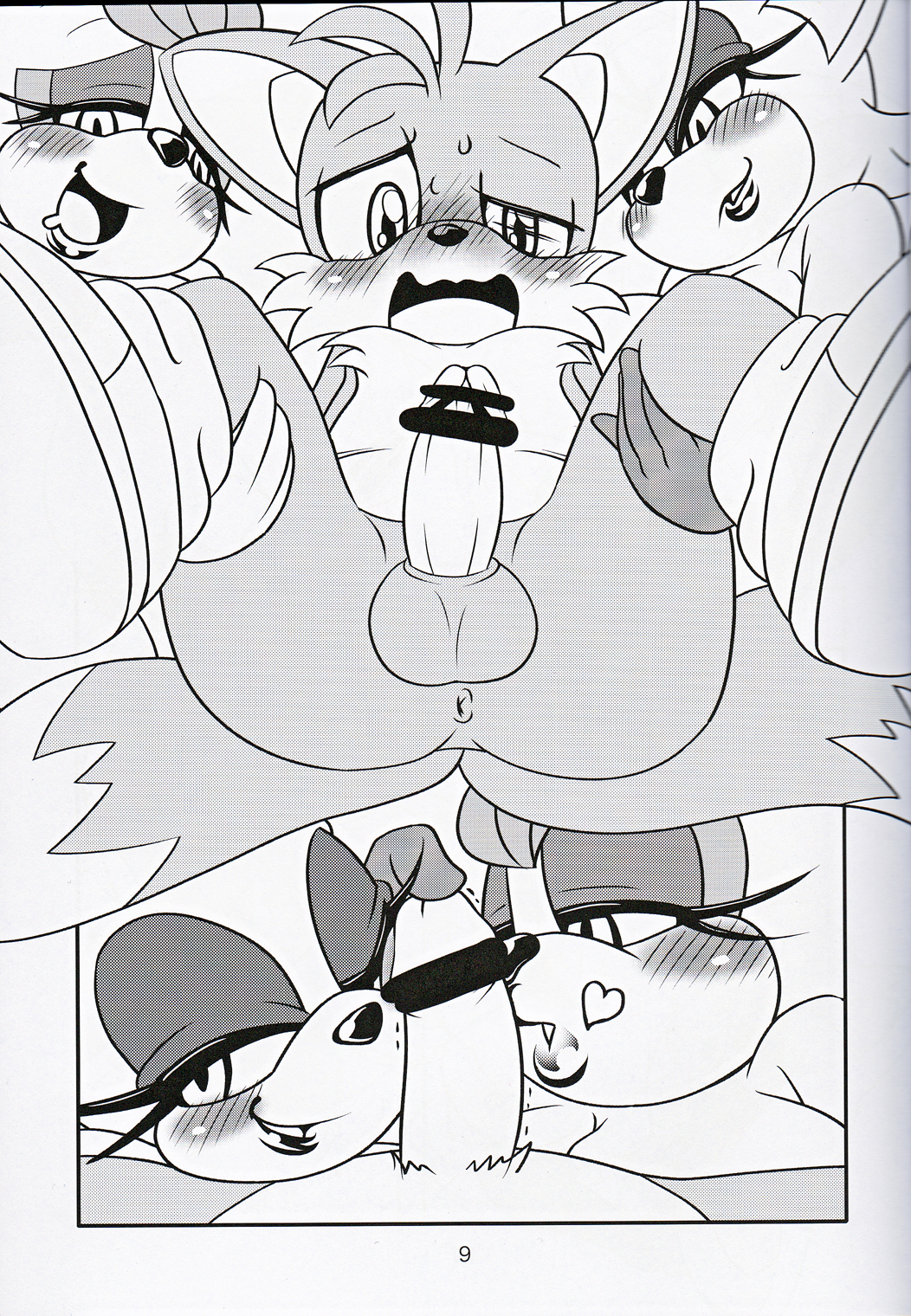 2013 anus bat blush breasts butt canine canned_furry_2 censored comic cute erection fox furry grab kissing lagomorph michiyoshi miles_"tails"_prower monochrome nude open_mouth penis rabbit rouge_the_bat rubbing sega sonic_(series) sonic_the_hedgehog_(series) vanilla_the_rabbit