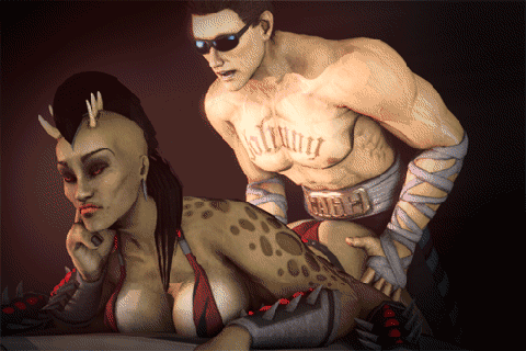 1boy 1girl 3d animated big_breasts bored breasts cleavage doggy_position ear_piercing eyewear female from_behind fugtrup gif horn human johnny_cage male mortal_kombat penetration piercing sex sheeva shokan source_filmmaker sunglasses tattoo thingrei unimpressed video_games