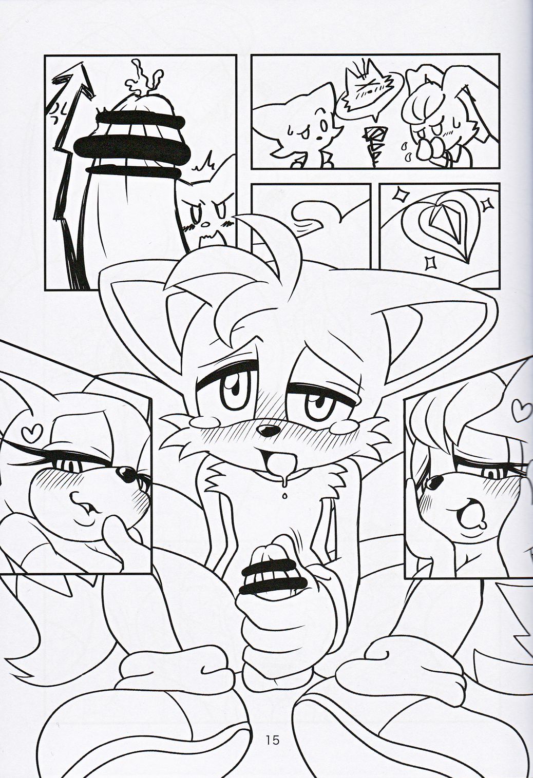 2013 bed big_breasts blush breasts canine canned_furry_2 censored cleavage comic cute drooling erection female fox furry lagomorph male masturbation michiyoshi miles_"tails"_prower monochrome nude penis rabbit rouge_the_bat saliva sega sex sonic_(series) sonic_the_hedgehog_(series) stockings sweat testicles vanilla_the_rabbit