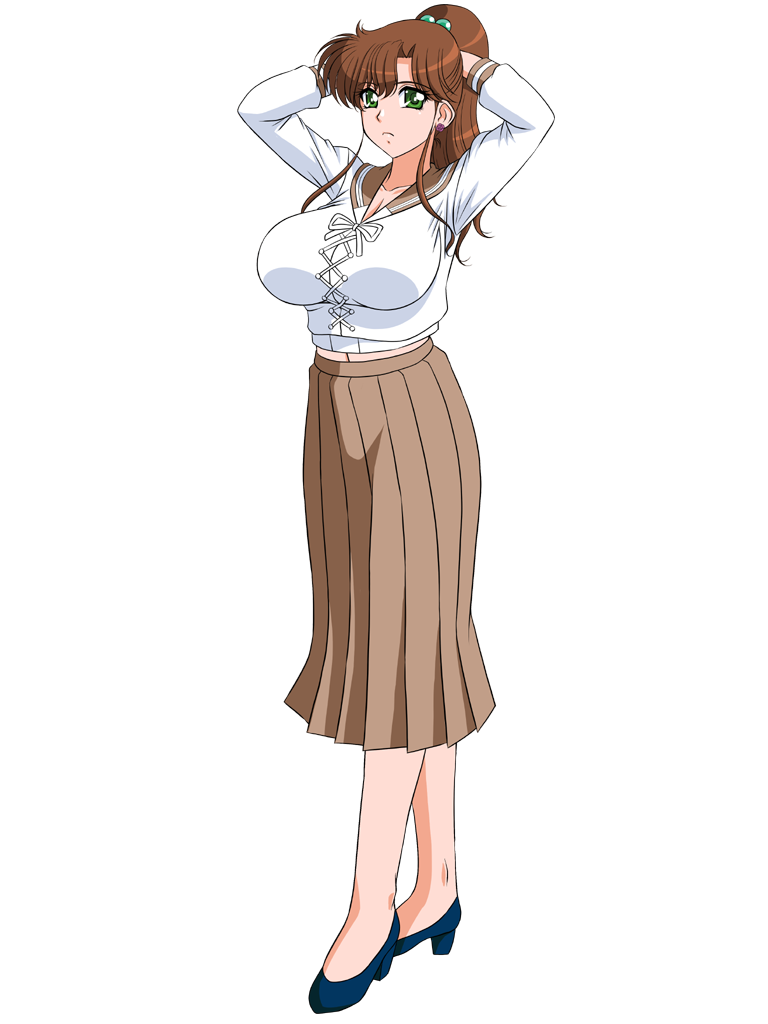 big_breasts bishoujo_senshi_sailor_moon breasts earrings glamour_works kino_makoto makoto_kino ponytail school_uniform skirt solo standing