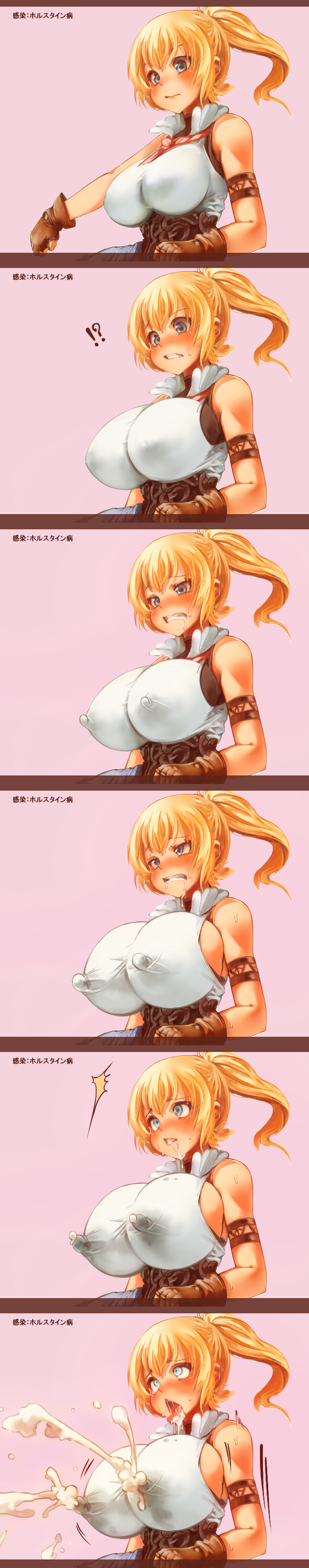 1girl absurdres big_breasts breast_expansion breasts erect_nipples highres huge_breasts lactation large_breasts long_image milk_leaking_through_clothing sachito solo tall_image
