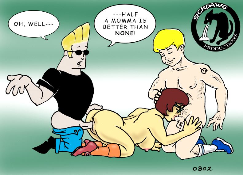 anus ass ass_grab breasts doggy_position erect_nipples erection fellatio from_behind hairless_pussy johnny_bravo johnny_bravo_(character) jonny_quest jonny_quest_(character) nipples nude oral penis pussy scooby-doo sickdawg_productions spitroast threesome vaginal velma_dinkley