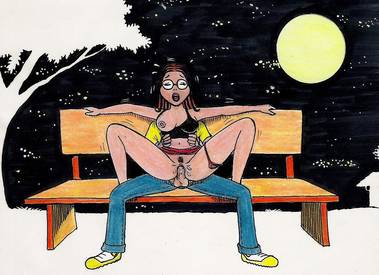 big_breasts colored_pencil_(medium) edithemad girl_on_top glasses outdoor_sex outside pubic_hair reverse_cowgirl_position spread_legs tina's_pals tina_(tdm) turma_da_monica vaginal