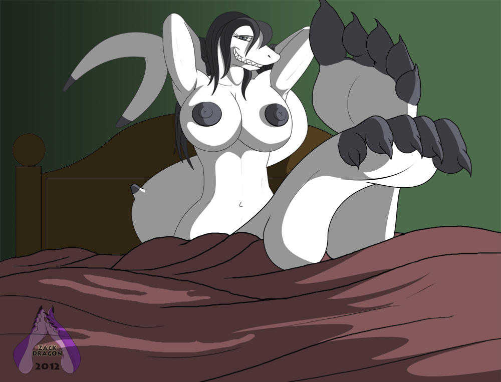 2012 5_toes bed big_breasts big_feet breasts claws female fish hindpaw huge_breasts human_feet looking_at_viewer marine nipples nude original original_character paws plantigrade shark smile soles solo ticklishways toe_claws toes zack_dragon zackdragon_(artist) zp92