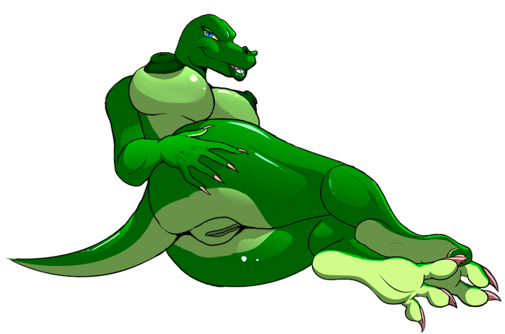 2012 3_toes big_breasts blue_eyes breasts claws female green_body hindpaw huge_breasts lizard looking_at_viewer nipples nude original original_character paws plantigrade presenting pussy scalie smile soles solo ticklishways toe_claws toes zack_dragon zackdragon_(artist) zp92