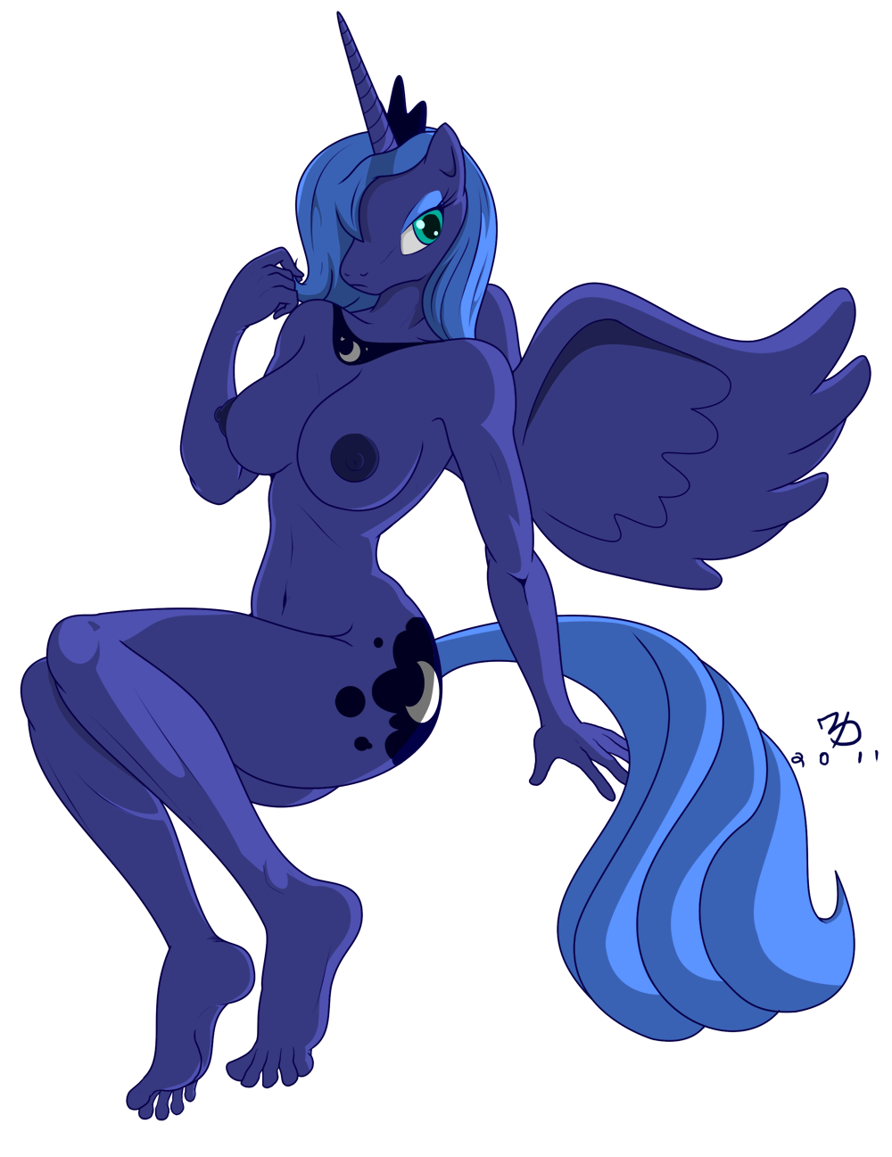 2011 alpha_channel anthro ass barefoot belly big_breasts blue_eyes blue_hair blue_nipples breasts cutie_mark equine female friendship_is_magic hair hindpaw horn horse huge_breasts long_hair midriff moon my_little_pony navel nipples nude paws pegacorn pegasus pony princess princess_luna purple_nipples royalty short_hair sitting solo tail thighs ticklishways toes unicorn winged_unicorn wings zack_dragon zackdragon_(artist) zp92