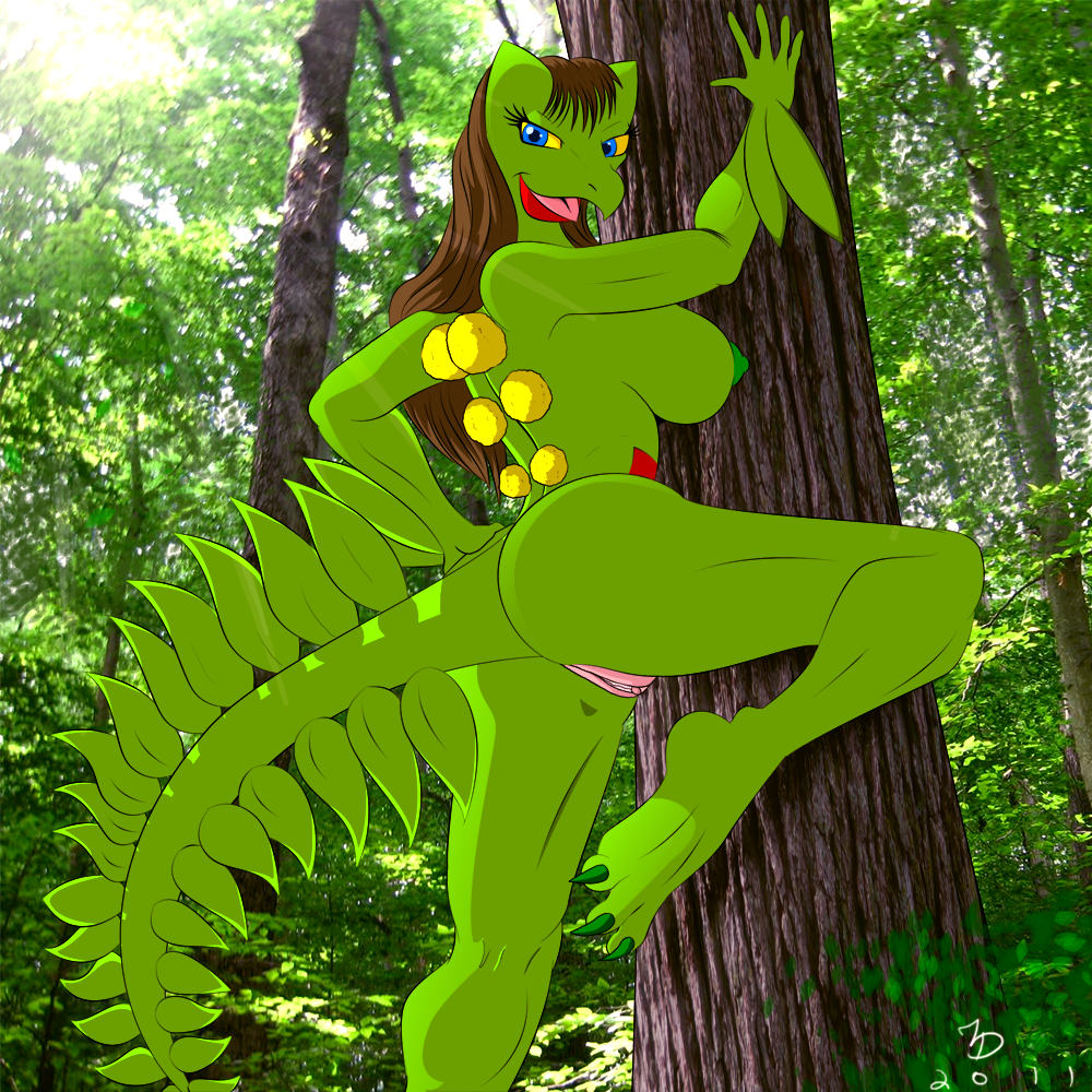 2011 anthro big_breasts blue_eyes breasts brown_hair claws clitoris creatures_(company) female flora_fauna forest game_freak gen_3_pokemon grass_type_pokemon green green_body green_nipples hair hindpaw huge_breasts jukain lizard long_hair looking_at_viewer nintendo nipples non-mammal_breasts nude open_mouth outside paws photo_background photo_manipulation pokemon pokemon_(anime) pokemon_(creature) pokemon_(game) pokemon_(species) pokemon_firered_and_leafgreen pokemon_frlg pokemon_omega_ruby_&amp;_alpha_sapphire pokemon_oras pokemorph porkyman pose pussy reptile scalie sceptile sky solo standing tail ticklishways tongue tree video_games wood zack_dragon zackdragon_(artist) zp92