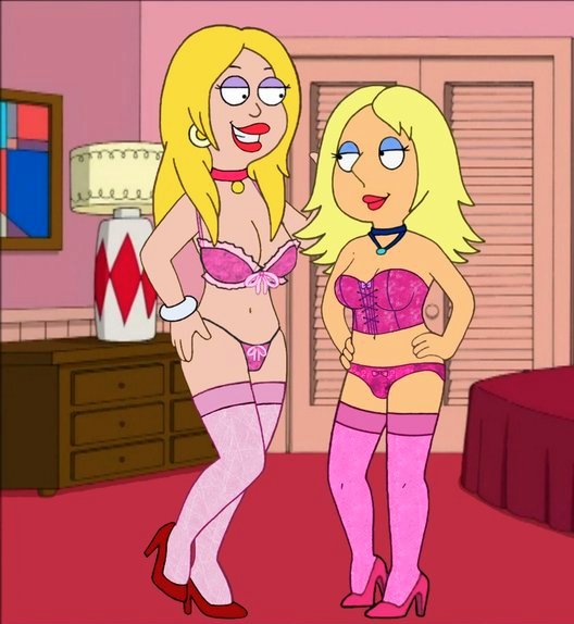 american_dad blonde blonde_hair cleavage crossover family_guy francine_smith frost969 make_over_meg meg_griffin