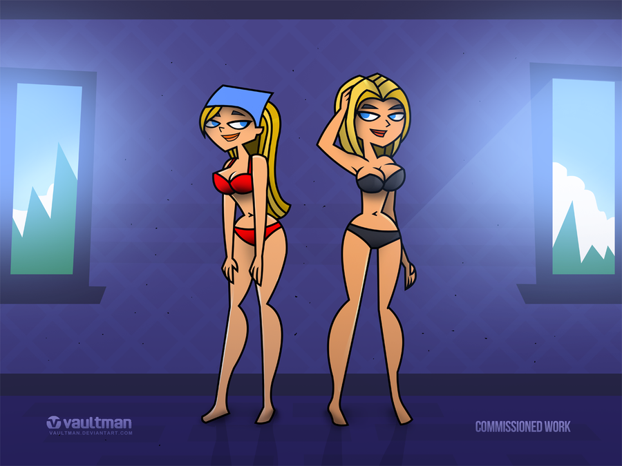 bandanna blonde_hair blue_eyes cartoon_network hourglass_figure huge_breasts kerchief light-skinned_female lindsay's_mother_(tdi) lindsay_(tdi) long_blonde_hair long_hair milf mother_and_daughter striped_hair thick_ass thick_legs thick_thighs total_drama_island two_tone_hair vaultman wasp_waist