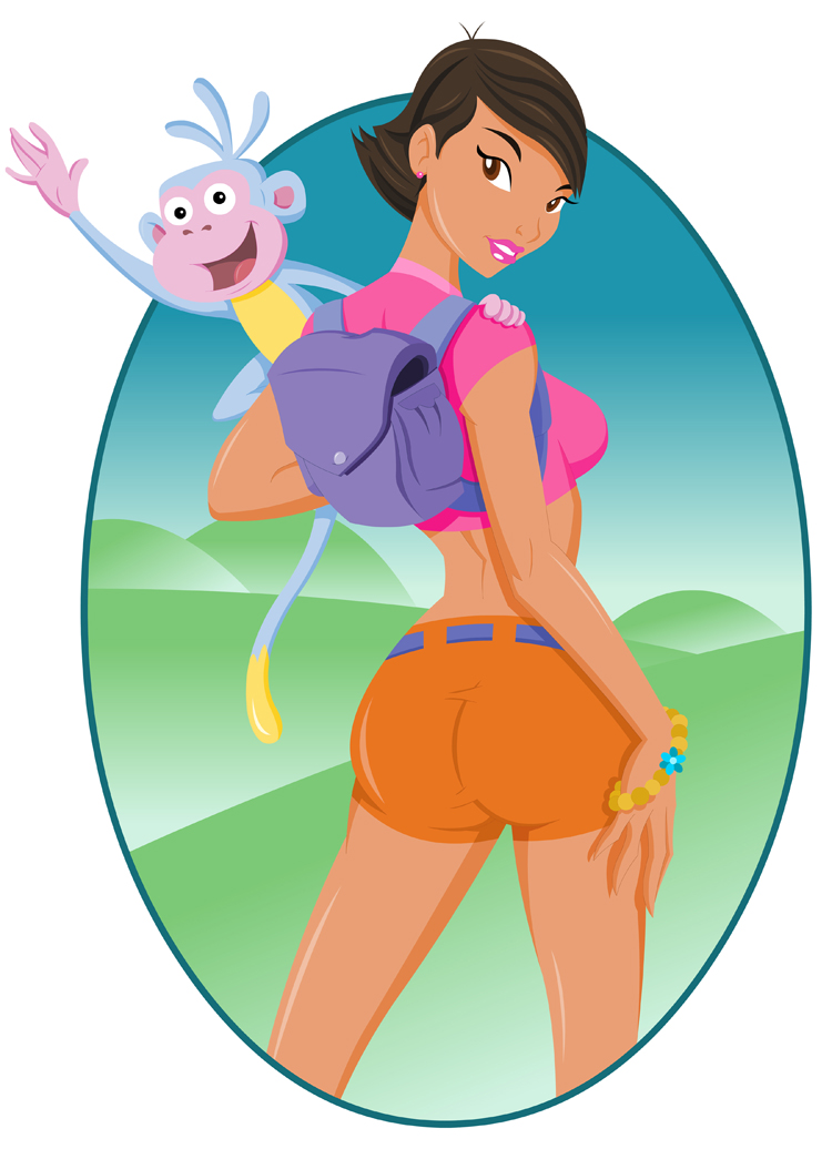 ass boots_(dora_the_explorer) brown_eyes brown_hair dark-skinned_female dora_marquez dora_the_explorer latina looking_back mexican nick_jr. nickelodeon solo