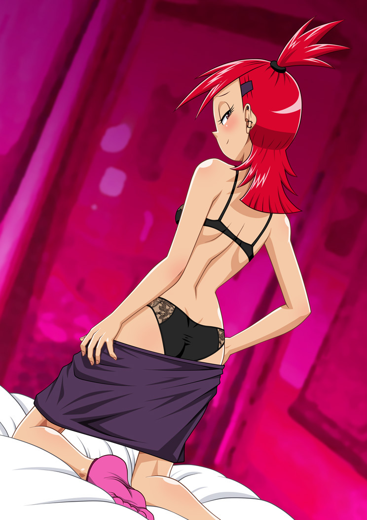 ass big_breasts bra breasts foster's_home_for_imaginary_friends frankie_foster green_eyes ivls lingerie long_hair panties red_hair redhead skirt solo undressing