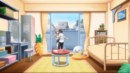 16:9 all_day animated animated_gif anime approximated_aspect_ratio bent_over gif hentai lowres multiple_girls tropical_kiss